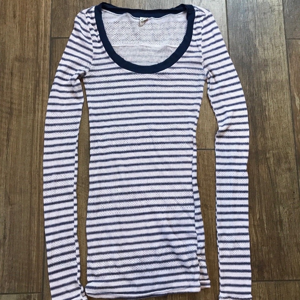 Free People Women's Striped Long Sleeve Knit Top